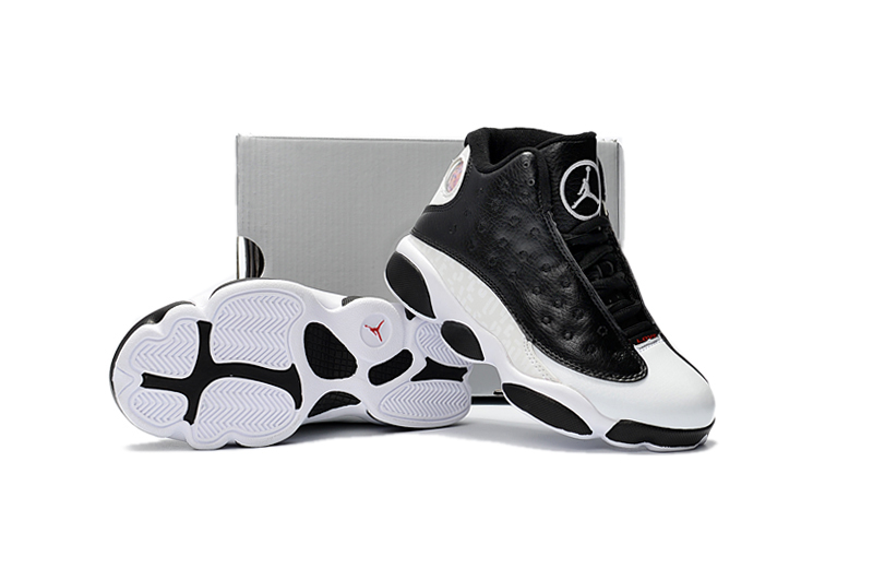 New Air Jordan 13 White Black Shoes For Kids - Click Image to Close